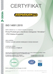 СЕРТИФИКАТ ISO 14001